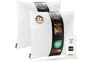 ‎LILENO HOME LILENO HOME 2er Set Kissenfüllung 45 x 45 cm - 95°C waschbares Innenkissen geeignet für Allergiker - Polyester Kisseninlet als Sofa Kissen, Couchkissen, Cocktailkissen und Kopfkissen