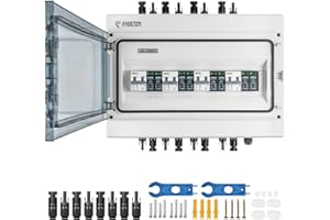 PJERJZN Solar Kombigerät (1-in-1-Out/2-in-2-Out/4-in-4-Out) mit 1000V DC 40A LS-Schalter & 20-40KA SPD, IP65 Wasserdichtes Gehäuse (PC+ABS) für Wohnmobile/Dach/Inselanlagen (4-in-4-Out)