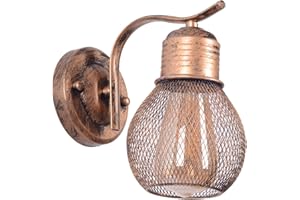 TWSXTE Applique da parete industriale vintage per interni con paralume regolabile Illuminazione retrò per camera da letto Comodino Bar Loft Cafe Soggiorno (senza lampadina)