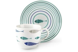 Excelsa North Sea Set de 6 tasses à café avec soucoupe 90 milliliters Porcelaine