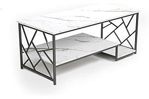 Soayone Couchtisch Weiss Wohnzimmertisch Modern Kaffeetisch Couchtisch Groß Couchtische Rechteckig Marmor Tisch Wohnzimmer MDF Tisch