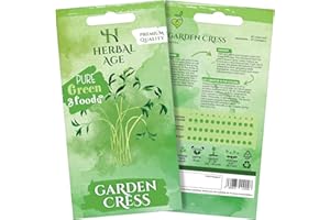 HERBAL AGE Cress Seeds Plants, Grow Your Own Herb Garden Kit, ~1500 Seed Box, Salad Herbs for Planting UK, Veg Plant Gardening Gift for Men, Women, Kids, Seeds to Plant Outdoor & Indoor