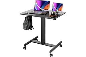 ‎CLAIKS Claiks Stehpult Höhenverstellbar Schreibtisch Klein,Mobiler Laptoptisch Höhenverstellbar mit 4 Rollen,Steh-Sitz Schreibtisch Computertisch 65×48cm,Schwarz