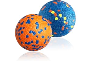 CAISHOW 2Pack Dog Ball Toys Indestructible Dog Ball Float On Water Fetch Bouncy Durable Solid Rubber Ball For Puppy Small And Medium Dogs Playing Toys (2Pcs-2.95'') (Blue+Orange)