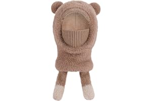 Happy Cherry Schalmütze Mädchen 4-10 Jahre Maskenmütze Winter Sturmhaube Jungen Mädchen Wintermütze Strickmütze Niedlicher Balaclava Kinder