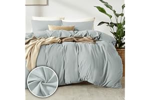 puredown 1PCS Copripiumino Matrimoniale 200x200cm+ 2PCS Federe in Microfibra 65x65cm, Set di Copripiumino Monocromatica per Letto Matrimoniale, Traspirante, Morbida, Oeko-Tex, Grigio lunare