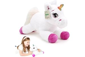 Zappi Co 100% pluszowe zwierzątko z recyklingu, jednorożec (długość 36 cm), miękka, przytulna, przyjazna dla środowiska kolekcja zwierząt dla noworodków, pierwszego dziecka