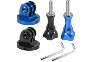 Homeet Aluminiowy adapter do montażu na statywie, 2 sztuki metalowych adapterów Monopod Go Pro do Go Pro Hero 11/10/9/8/7/6/5/4/3 sesji DJI OSMO AKASO Campark YI Action Campark, czarny i niebieski