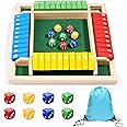Xerteam Shut The Box Game 4 Player, Wooden Table and Board Game, Dice Math Number Travel Game for 1-4 Players, Adults and Kids (Colorful)