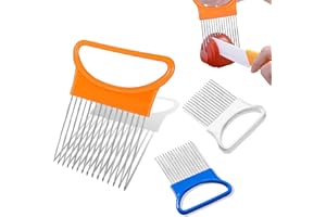 VOKMON Stainless Steel Onion Potato Slicer - Multi-Functional Vegetable Fruit Holder for Slicing, Meat Slicer - Random Colors