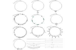 CAPRICIOUS D60, 10 Pz Cavigliera estiva Catene Braccialetti 29 cm Regolabile da Spiaggia, Cavigliera Piedi Gioielli, per le Donne Ragazze a Piedi Nudi