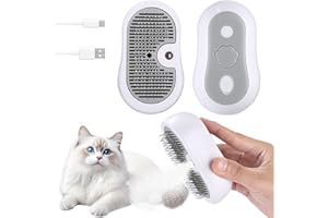 Cexovo Katzenbürste mit Dampf & Auslöseknopf, Wiederaufladbar Dampfbürste von Katze Hunde, Spray Haustierhaar Bürste, Massage Steamer Kamm für Langhaar und Kurzhaar