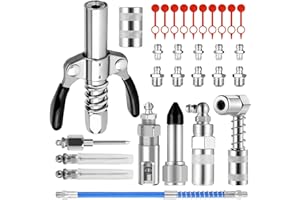‎QUOTRE Fettpresse Mundstück,28 Stück Fettpresse Adapter Set,G Coupler für Fettpresse Schmiernippel,mit 30cm Schlauch Fettpresse und Aufsatz Schmierpresse Anschluss Nippel 8 Typen,für alle Arten von Fettpres