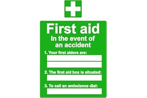 DAVE CHARLES DESIGNS The Nearest First Aid Box Is Situated First Aid General Sign A4 (297mm x 210mm) 400g Laminated in the event of an accident sign Health and safety poster. First Aider Locator Poster First aid Signage