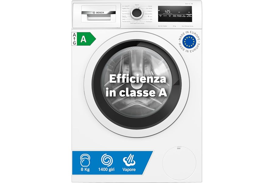 Bosch WAN28208II Series 4 Front Loading Washing Machine, 8 kg, 1400 RPM, Energy Class A, Inverter Motor with 10 Year Warranty, Reduces Wrinkles and Makes Ironing Eases, White, 60 cm