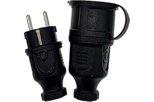 feletec Schuko Stecker und Kupplung 230V IP44 für Außenbereich geeignet | Ideal für Verlängerungskabel als Ersatz