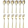 ROSTON Cutlery Set 12 PCS Stainless Steel Gold Premium Spoon Set Luxury Dinning tabelware Gift for House Warming (12 PCS Spoon and Fork)