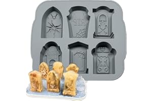 Holzsammlung Grabstein Silikonform Halloween Backform Kuchenform Silikon,Perfekt für Whiskey, Cocktail und EIS, Süßigkeiten, Kuchen - zufällige Farbe (grau oder blau)