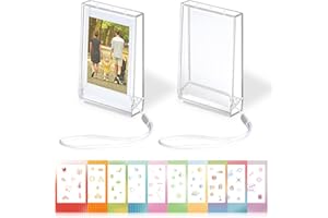 MAEHSAB 2er-Pack 2x3 Mini-Fotohüllen, Aufbewahrungsbox für Bildhalter, passend für 3 Zoll, transparenter kleiner Filmhalter mit niedlichen 5-Blatt-Aufklebern, Fotoschutzhülle mit Trageschlaufe für unterwegs
