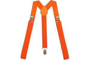 Eruinfang Hosenträger Herren Verstellbare Hosenträger für Herren 25mm breit Elastic Hosenträger Damen Herren Hosenträger mit 3 Starken Clips Men Braces Y Form Style(Orange)