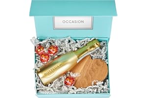 BARKRAFT Bottega Gold Prosecco & Lindt Truffles with Wooden Love Heart Coaster Gift Set, ideal for valentines, birthday, congratulations, anniversary or thank you gift.