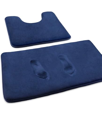 GOODWAY Badematten-Set 'Sealife Blau' – 2-teilig, Rutschfest, Für Fußbodenheizung