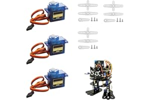 AYHYHLJZJ Lot de 3 servomoteurs 9G SG90 pour Arduino, mini servomoteurs pour projets radiocommandés, bras robot, hélicoptères, bateaux et véhicules avec câble, angle de contrôle 180°, bleu