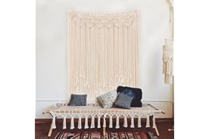 Fayavoo Macrame Wall Hanging Large 115 x 100 cm, Handmade Woven Tapestry Wall Hanging Cotton Rope Fringe Banner for Boho Wedding Backdrop Decorations Home Art, Pink