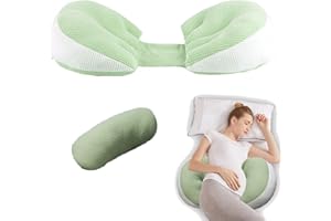 SMGBWAY Schwangerschaftskissen zum Schlafen, Mutterschaftskissen für Schwangere Frauen, Weiches Schwangerschaftskörperkissen mit Abnehmbarer und Einstellbarer Kissenabdeckung für Körper, Bauch, Rücken (05)