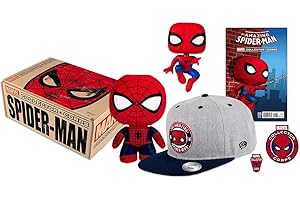 Funko Marvel Spider-Man skrzynka kolekcjonerska (Spiderman Pop! # 160 winylowa głowa kołysana, produkcja #32, pluszowa figurka, edycja #016, komiksowa + i wiele więcej