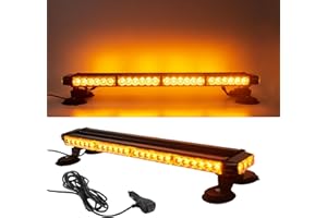 ESOLDNIC 68CM 54 LED Strobo Barra Luminosa, Luce di Emergenza con 4 Supporti Magnetici per Auto Camion Sicurezza (Ambra)