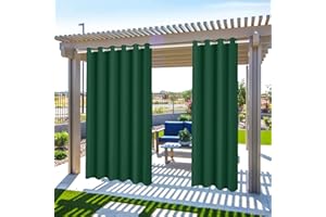MINGPINHUIUS Cortinas de Exterior, Cortina Exterior con Ojales, Impermeables, Resistentes al Viento y a los Rayos UV, Opaco, para balcón, terraza, pérgola (Verde Oscuro, 2 Paneles de 132 x 274 cm)