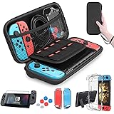 HEYSTOP Etui pour Nintendo Switch, Protection Switch Housse + Nintendo Switch Coque Transparente + Protection écran Switch + 6 Thumb Grip