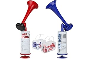 SUPAWAY Bocina de aire portátil Cuerno bomba aire mano Seguridad bocina Aire para barco Fabricante de ruido fuerte para acampar al aire libre, canotaje,fiesta cumpleaños, eventos deportivos, Azul-2Pcs