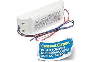 Chanzon LED Driver 600mA (Constant Current Output) 60V-85V (Input 85-277V AC-DC) (18-25) x3W 54W 60W 75W Power Supply 600 mA Lighting Transformer Drivers for High Power COB Chips (Plastic Case)