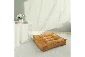 GREATOYAR Cojín Suelo Cuadrado, Cojín Cuadrado para Exteriores, Cojín de Meditación, Terciopelo, Ideal para Sillas, Bancos, Palets, Suelos, Uso Interior y Exterior, 58x58x10cm, Color Amarillo