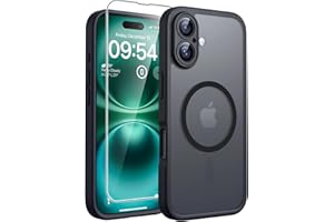 TOCOL Funda para iPhone 16 Plus, Funda Magnética para iPhone 16 Plus 6,7 Pulgadas [Protección Lente Cámara] [Protección Militar] Translúcida Mate Trasera, Titanio Negro