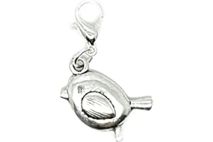 JewelleryJoy Clip On Bird Robin Animal European Bracelet Lobster Clasp Charm Pendants In organza Gift Bag