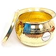 HOKOYA Brass Handi for Cooking Food (Handi+Lid) 5 Litre Water Capacity | Brass Handi with Lid for Cooking | Brass Utensils for Kitchen Cooking Mirror Finished
