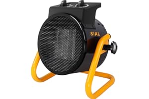 SIAL Chauffage Soufflant 2000 W - Radiateur électrique - Céramique - Chauffage Industriel - Chaleur Rapide 3 Secondes - Thermostat & Protection Surchauffe (Noir)