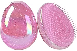 VinBee Detangler Hair Brush for Women, Girls and Kids Mini Hairbrush for Wet & Dry Hair Comb Compact（Starry sky pink）
