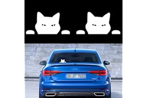 TOMALL 2 pezzi 14cm adesivi per auto che sbirciano gatto che guardano vinile decalcomanie riflettenti impermeabili divertenti autoadesivi per paraurti per finestrini dell'auto laptop moto (bianco)