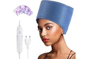 AOPOW Hair Cap Treatment Steamer - Deep Conditioning Thermal Heat Caps Electric for Afro Hair Hot Care Hat Home Spa with 2 Mode/Blue (UK Plug)