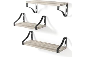 edihome, Mensole da Muro, Set di 3 Livelli, Galleggianti, Scaffali da Parete in Legno Naturale, Decorazione, ideale per Soggiorno, Camera da Letto, Bagno (Legna leggera)