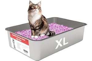 VehiGo toaleta dla kota duża, Bardzo duża metalowa kuweta dla kotów, trwała kuweta ze stali nierdzewnej dla dużych lub wielu kotów, kuweta dla kociaków o gładkiej powierzchni i łatwa do czyszczenia