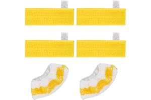 GreeSuit Lot de 6 Chiffons de Rechange en Microfibre Compatible avec Karcher Easyfix SC 1, SC 2, SC 3, SC 4, SC 5 Nettoyeurs Vapeur, 4 lingettes et 2 bonnette