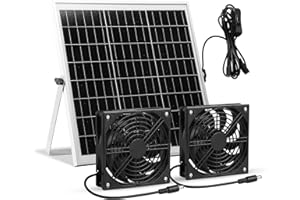SUNYIMA Solar Fan, 15 W Waterproof Solar Fan Kit with DC Double Fan for Small Chicken Coops, Greenhouses, Sheds, Pet Houses, Window Exhaust
