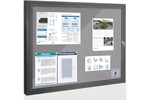 S SWANCROWN Swansea Outdoor Lockable Notice Board, Tamperproof External Wall Display Pin Board with Locking Door for Office School Store Community Center, Black Aluminum, 95x71cm(8xA4)-A1