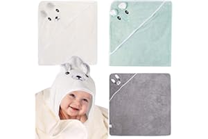 Funmo 3Pcs Toalla Bebé 80x80cm Recién Nacido, Capa De Baño De Vellón De Coral Suave y Absorbente, Personalizada Para Regalos