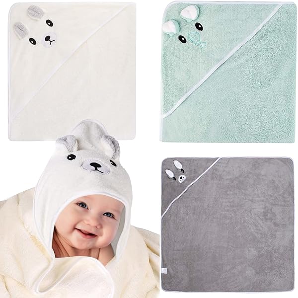 Asciugamano Con Cappuccio Per Bambini Futuhada - 80x80 Cm, Morbido, Assorbente, Bianco, Con Design Animale - Foto 4